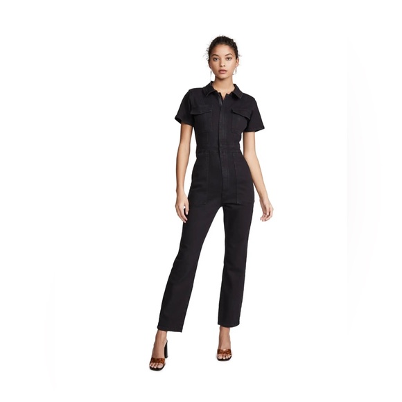 GOOD AMERICAN Utility Jumpsuit In Black Size 1 - Picture 1 of 13